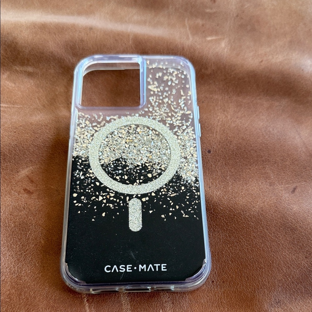 Case-Mate Clear and Black Glitter Phone Case